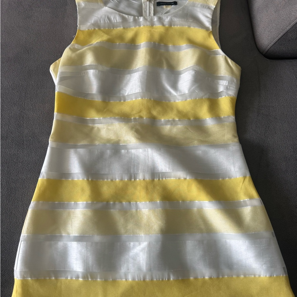 Tommy Hilfiger Yellow and White Striped Mini Dress